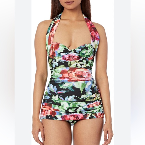 New Norma Kamali Bill Mio Floral One Piece Swimsuit